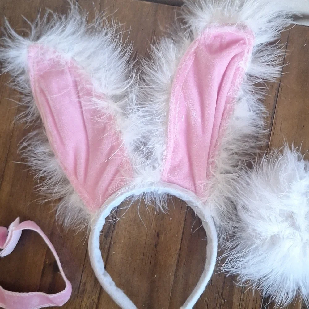 Fluffy Bunny Ears Headband & Tail Set 🐰💗